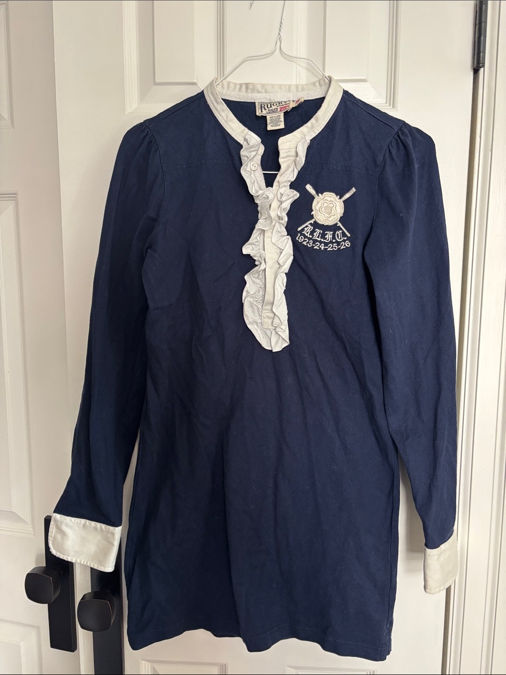 Ralph Lauren Rugby Navy and White Long-Sleeve Polo